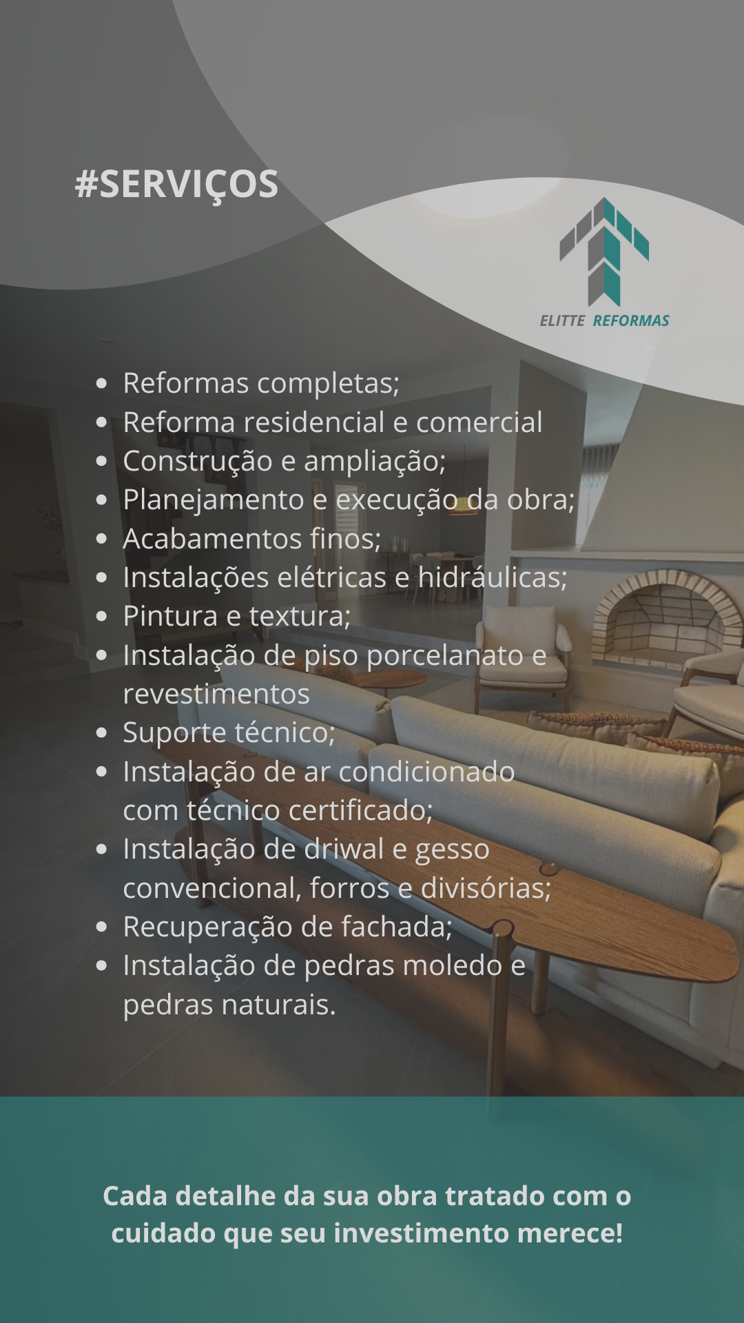 Mais do que executar uma obra, nós cuidamos de cada detalhe para entregar um resultado à altura do s